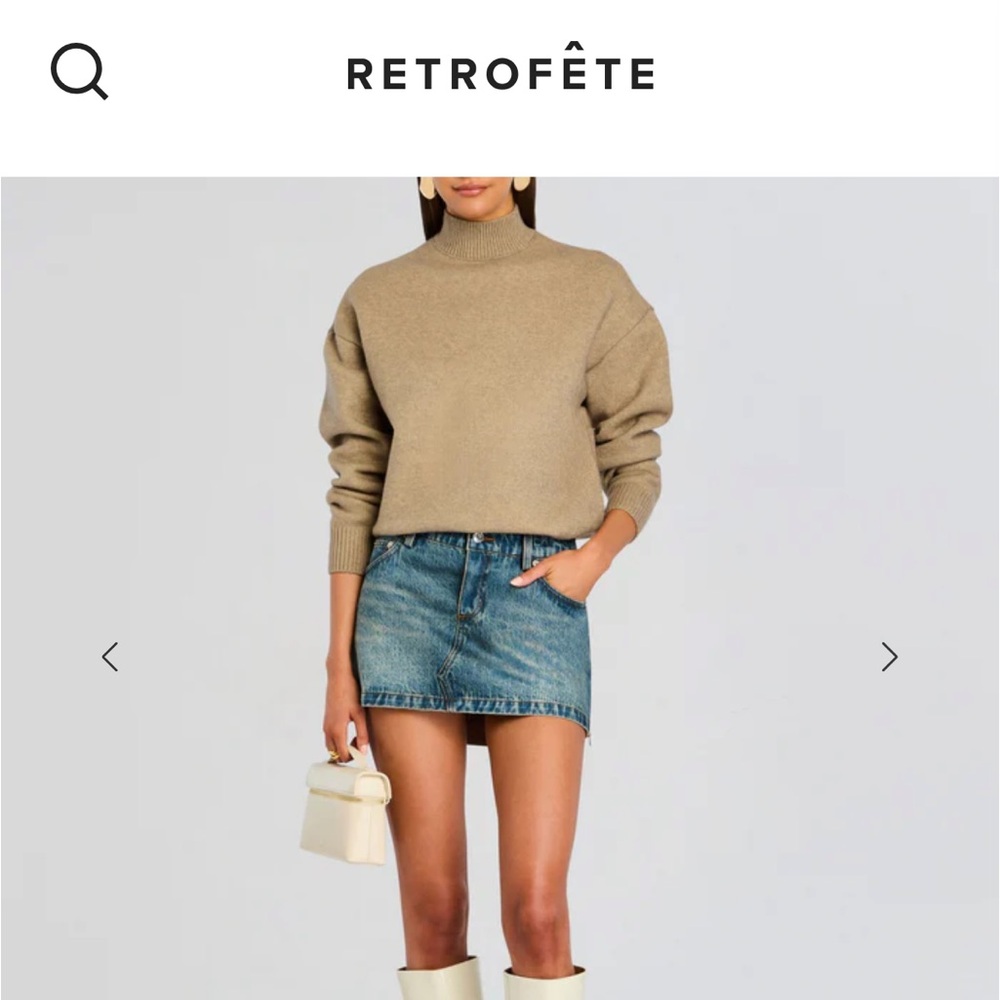 SEROYA Tan Turtleneck Mini Sweater Dress